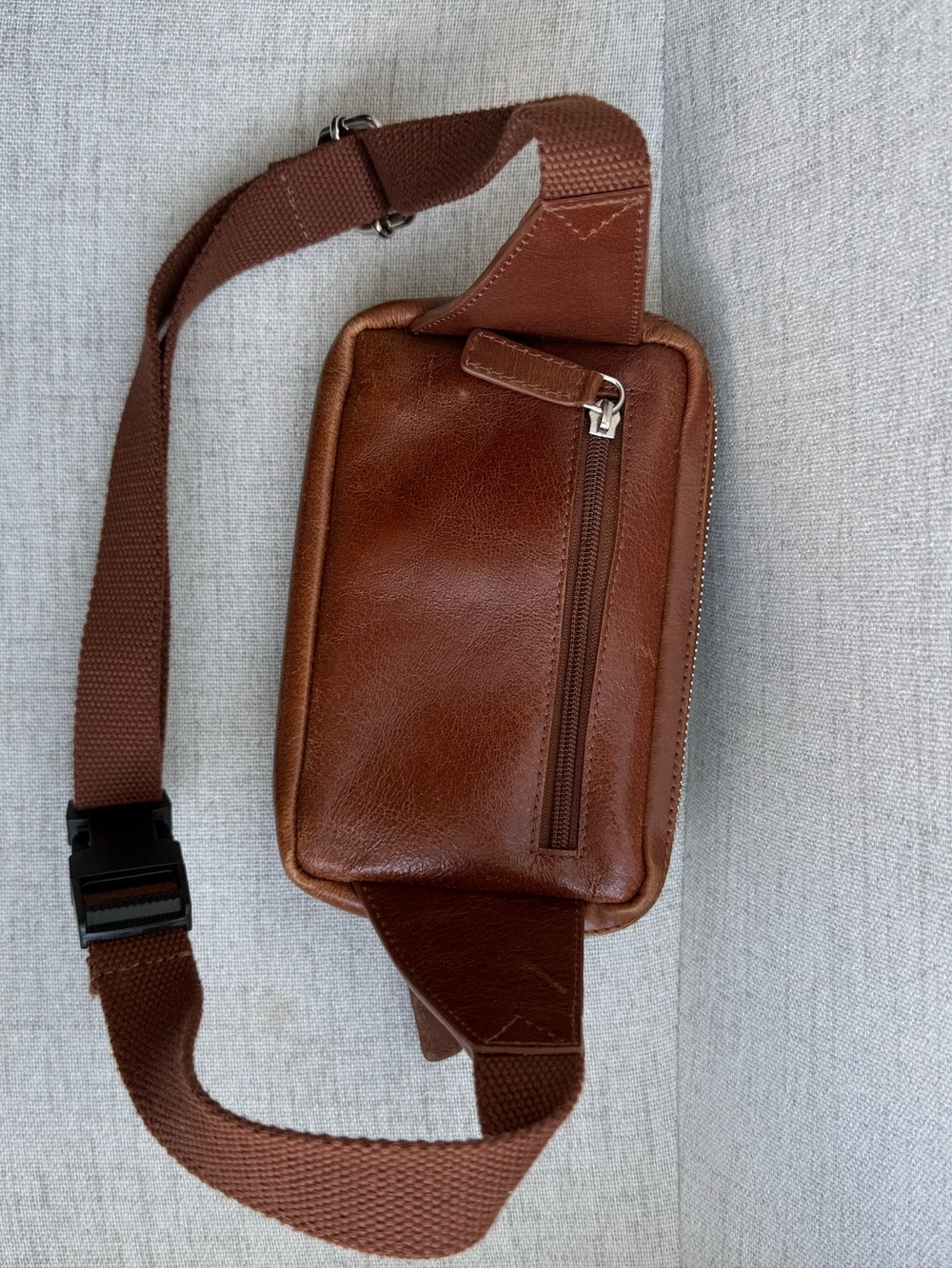 Auliv Brown Genuine Leather Fanny Pack, Hip Pack - Picture 9 of 16